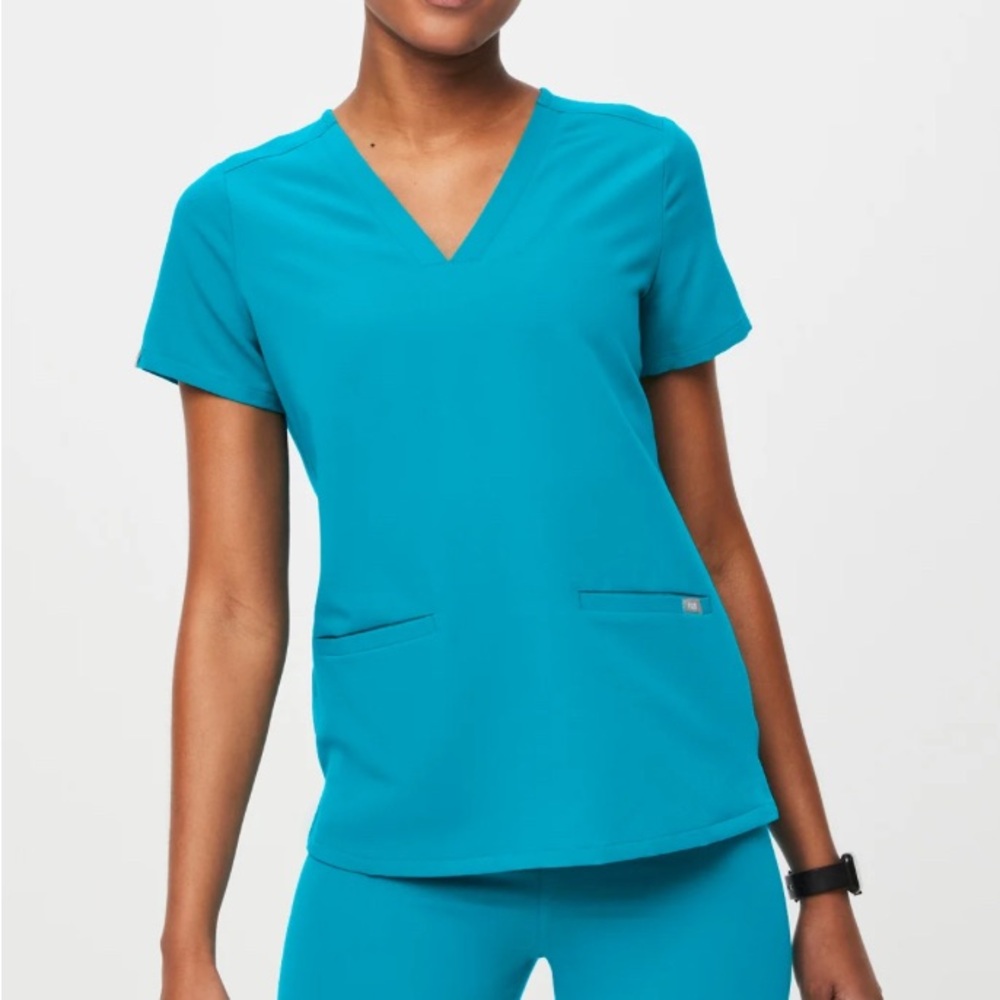FIGS Women's Teal Blue Top